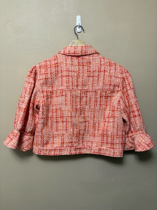 Cinq a Sept Lucie Boucle Julieta Puff Sleeve Jacket Pink Poppy Size 10 NWT New - Picture 10 of 14